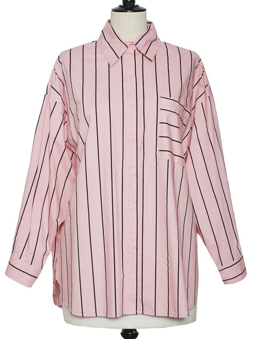 Hayley Strip Pink Shirt Small image 1