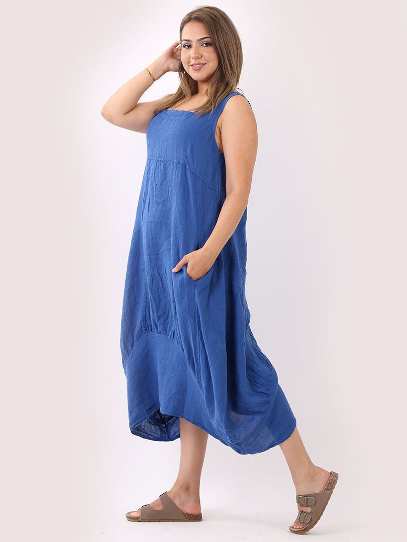 Gabriella Linen Dress Royal Blue image 2