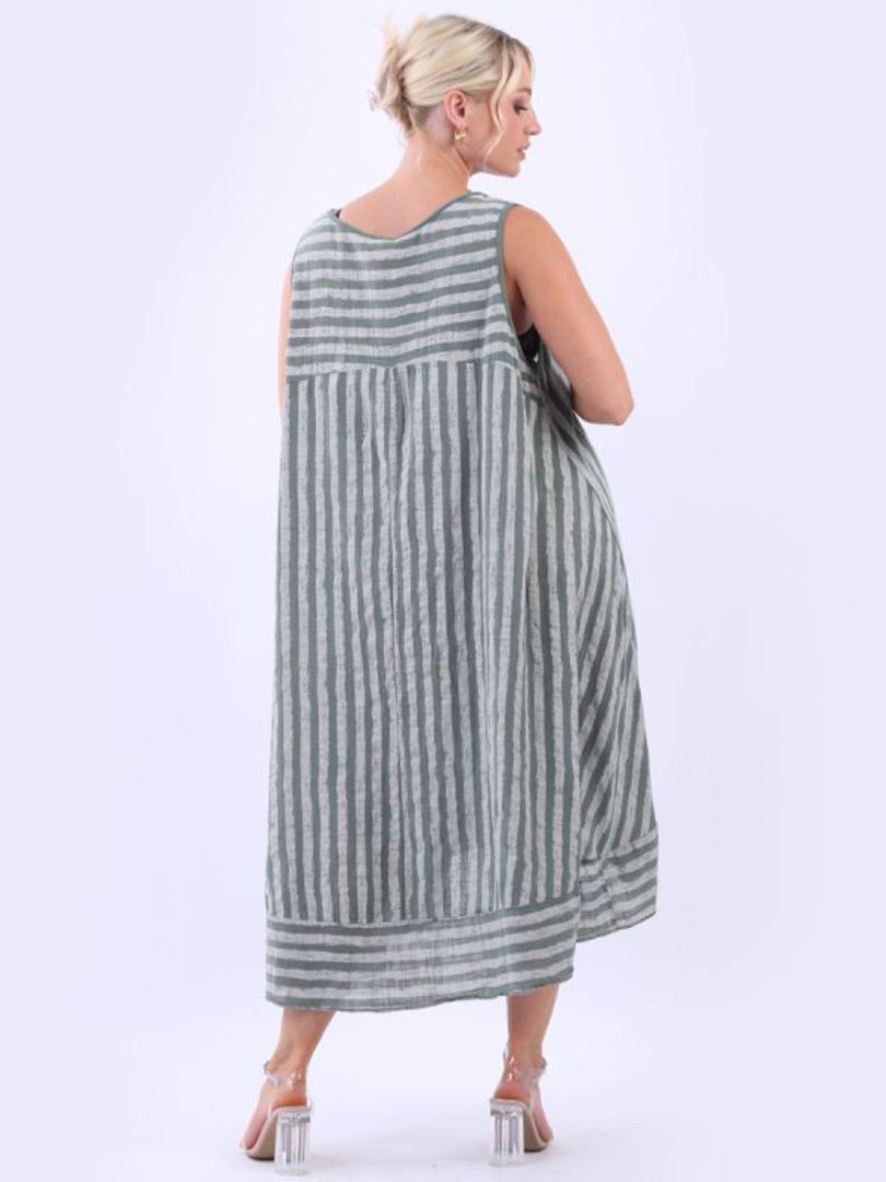 Gina Striped Dress Khaki image 3
