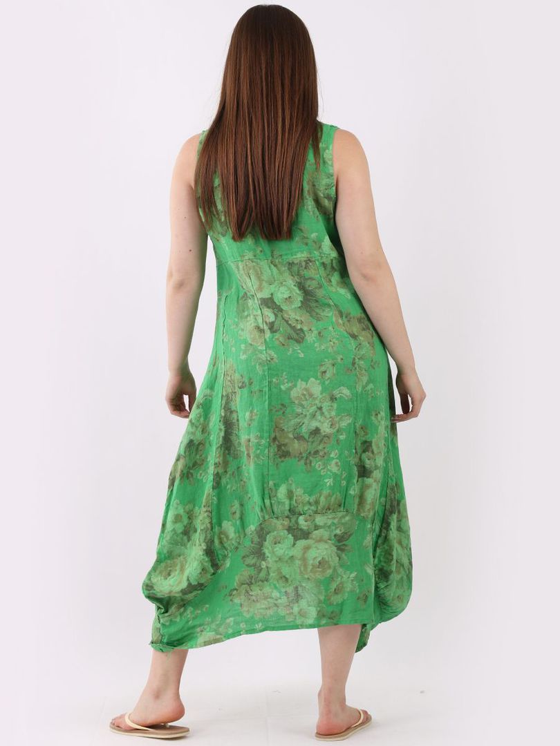 Gabriella Floral Linen Dress Apple Green image 3