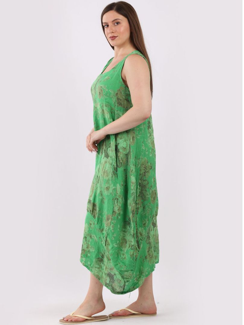 Gabriella Floral Linen Dress Apple Green image 2