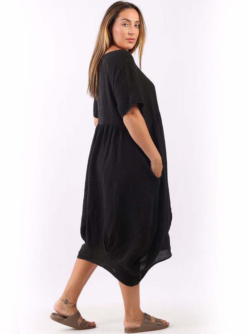 Mila Linen Dress Black image 2