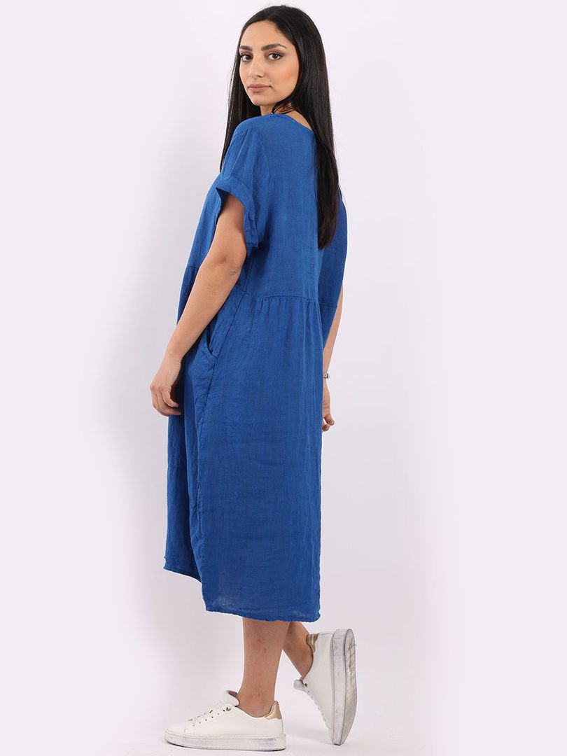Charlotte Linen Dress Royal Blue image 1