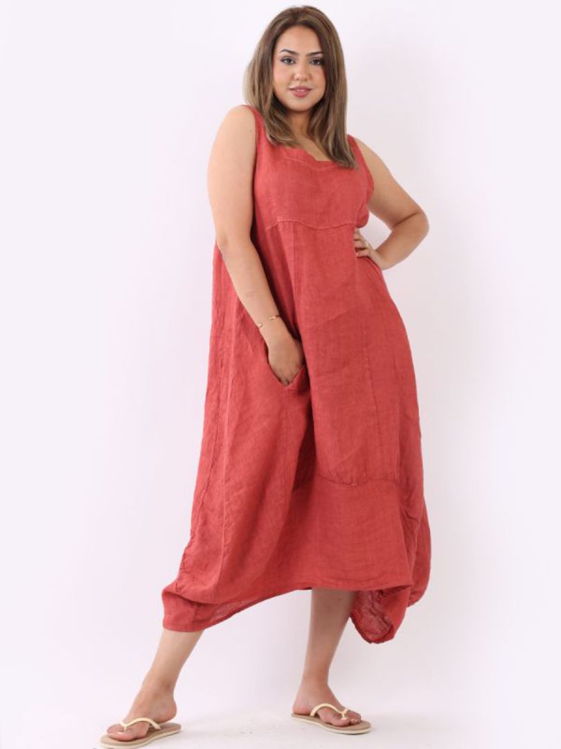 Gabriella Linen Dress Terracotta image 2