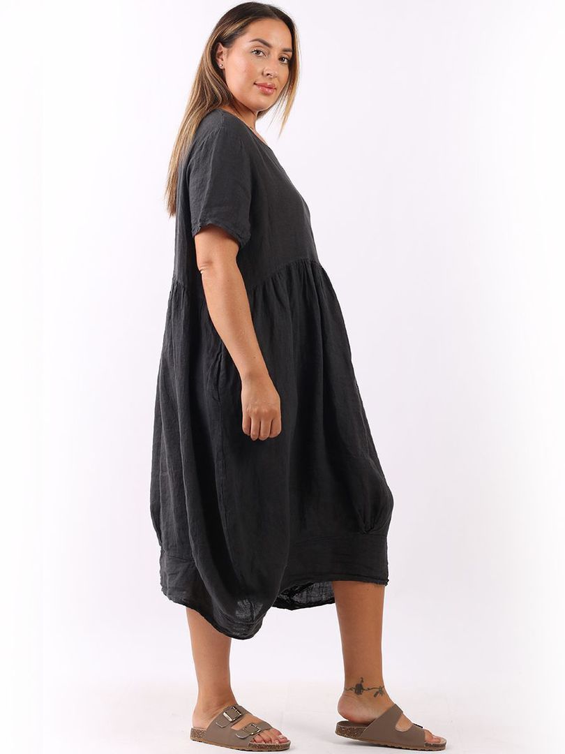 Mila Linen Dress Charcoal image 3