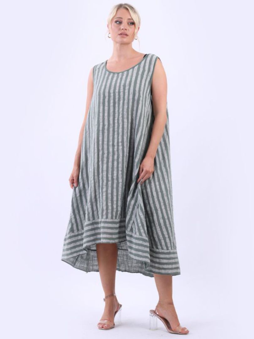 Gina Striped Dress Khaki image 1
