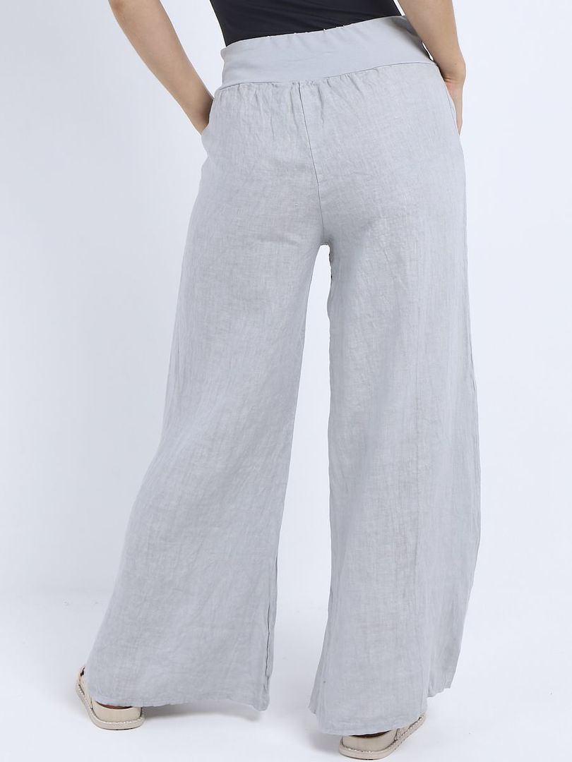 Roma Linen Trousers Light Grey image 4