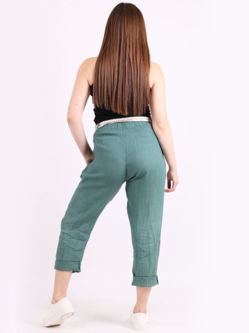Marcella Linen Trousers Sage 14-18 image 2