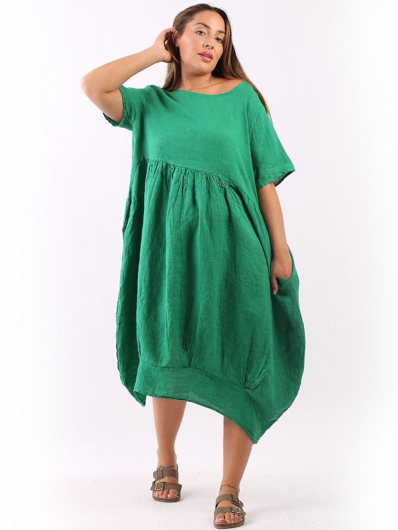 Mila Linen Dress Apple Green image 2
