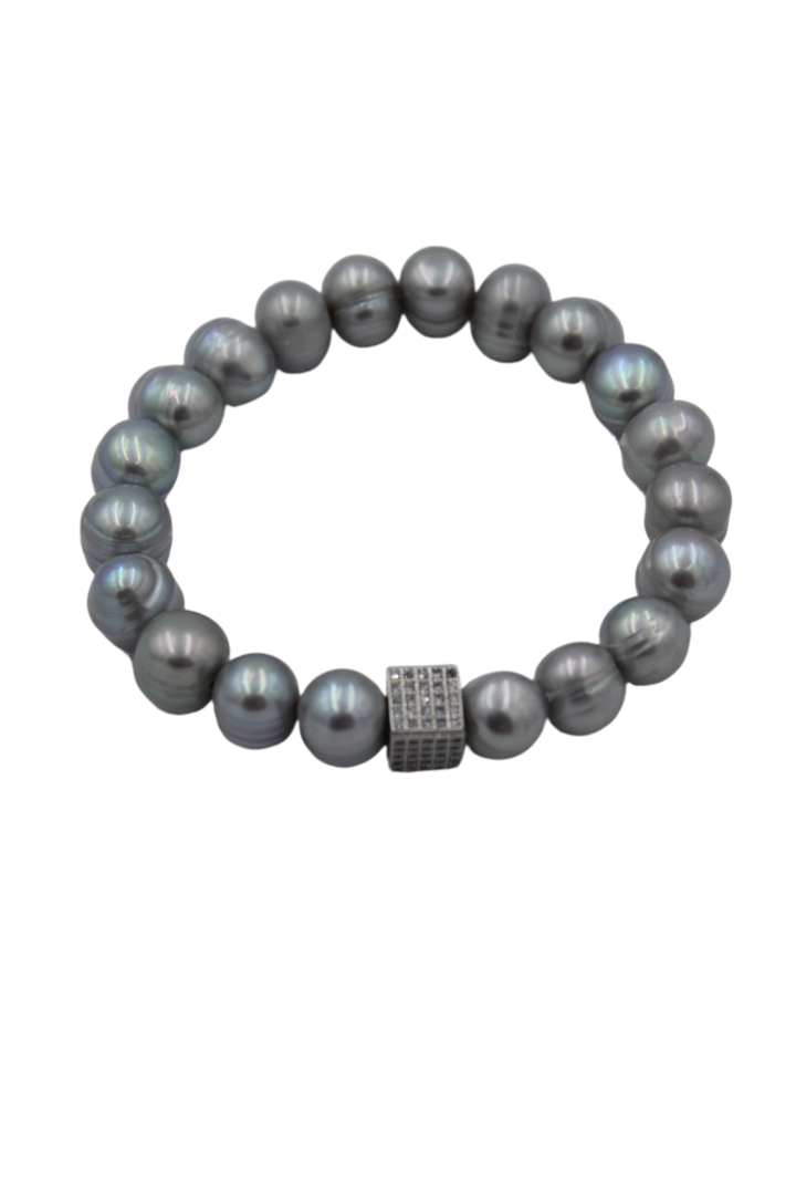 Cube Grey Pearl Bracelet image 1