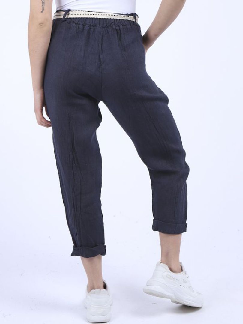Marcella Linen Trousers Navy 14-18 image 0