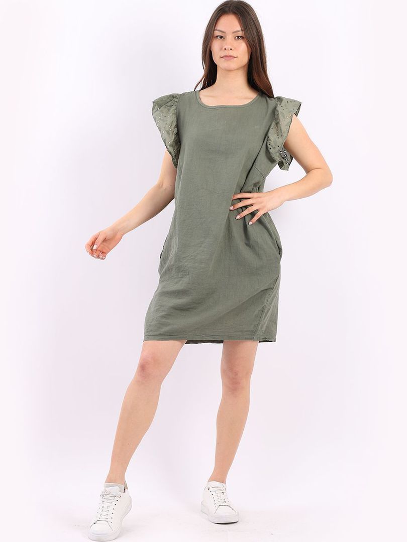 Izabella Cap Sleeve Dress Khaki image 2
