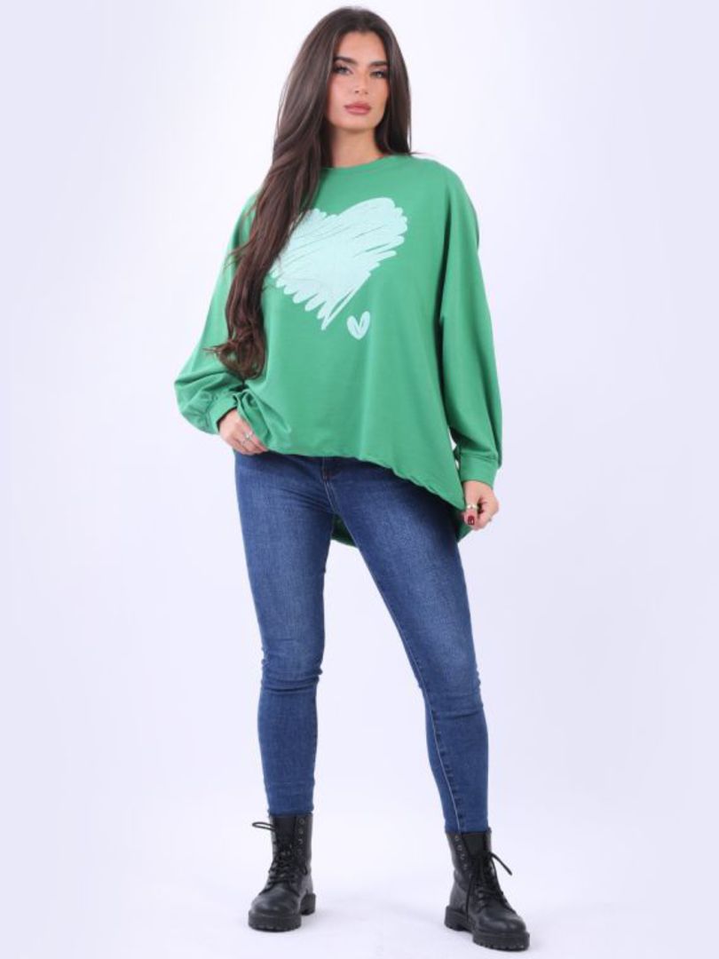 Scribble Shimmery Heart Sweater Apple Green image 0