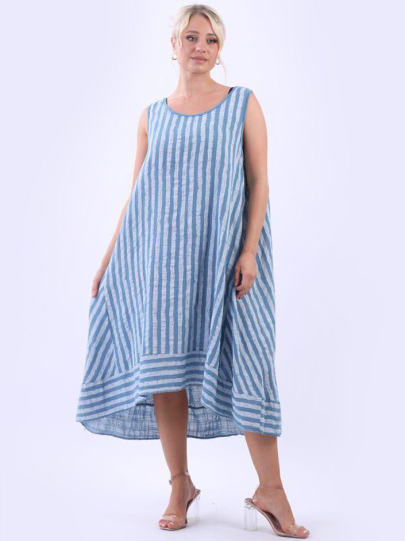 Gina Stripe Dress Denim Blue image 0