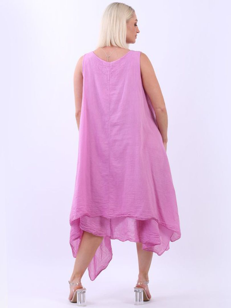 Valentina Ruched Hem Cotton Dress Flamingo Pink image 3