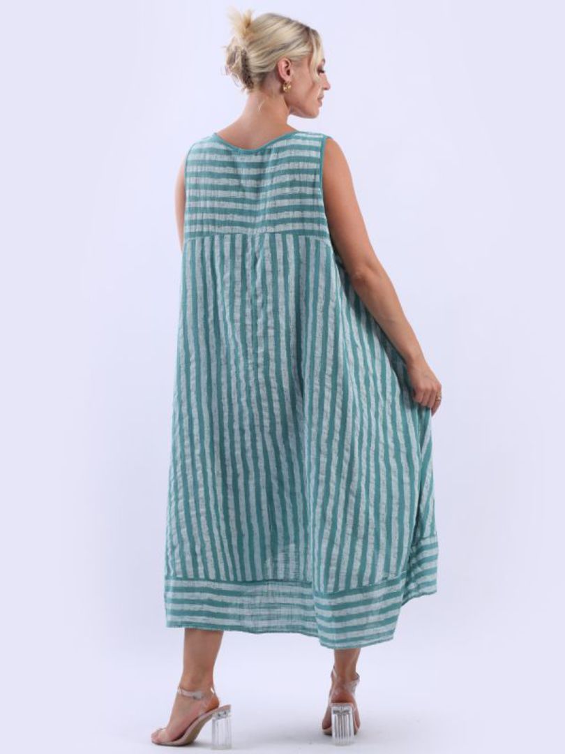 Gina Striped Dress Sage Green image 3