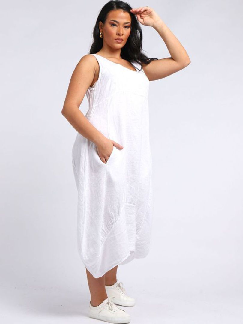Gabriella Linen Dress White image 1