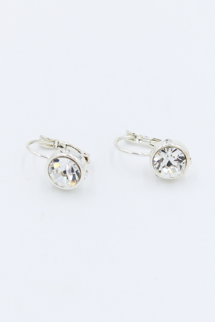 French Clip Diamond Earrings Silver image 0