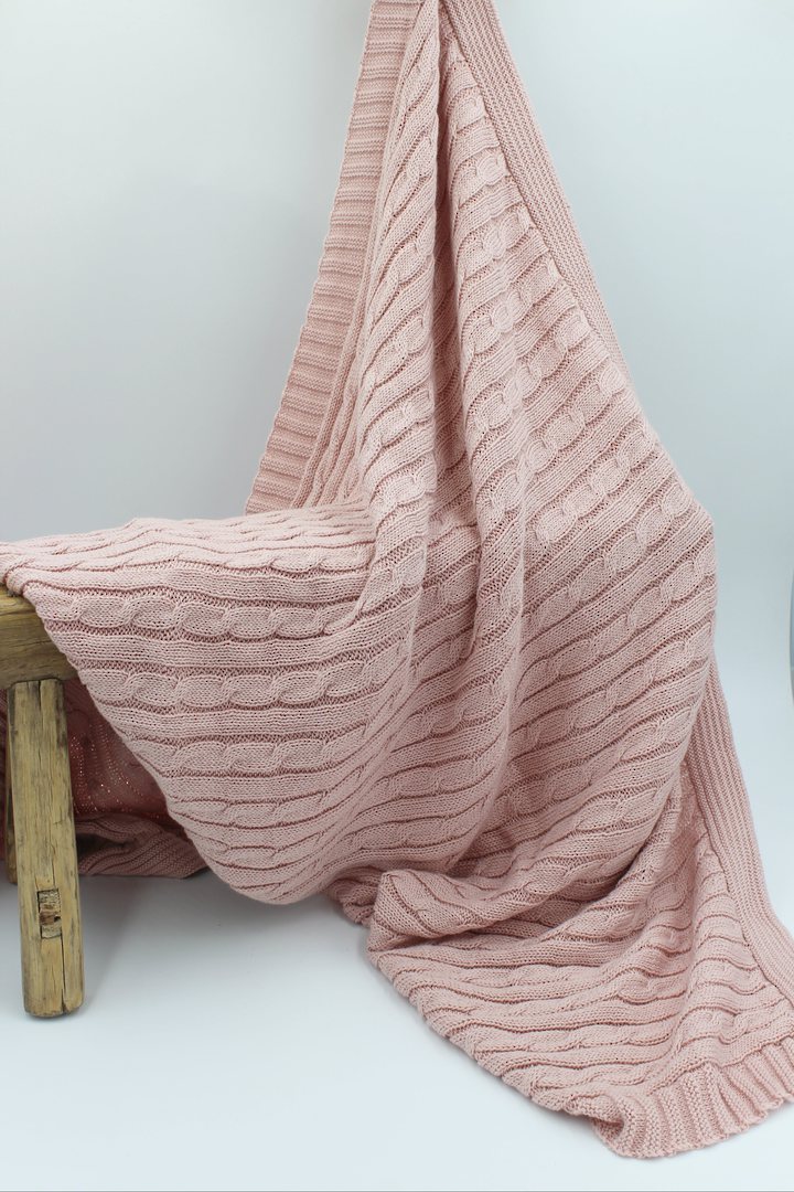 Baby Cable Blanket Pink image 0
