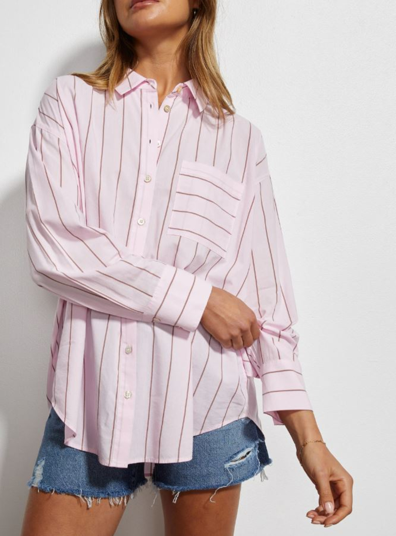 Hayley Strip Pink Shirt Small image 0