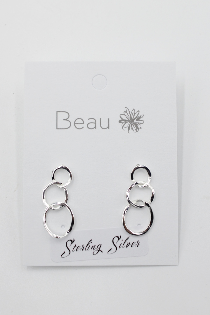 Sterling Silver Triple Ring Earrings image 1