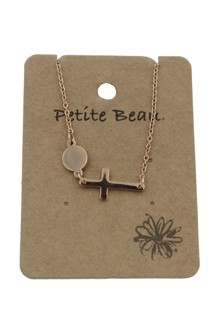 Petite Beau Stainless Steel Sideway Cross Necklace image 0