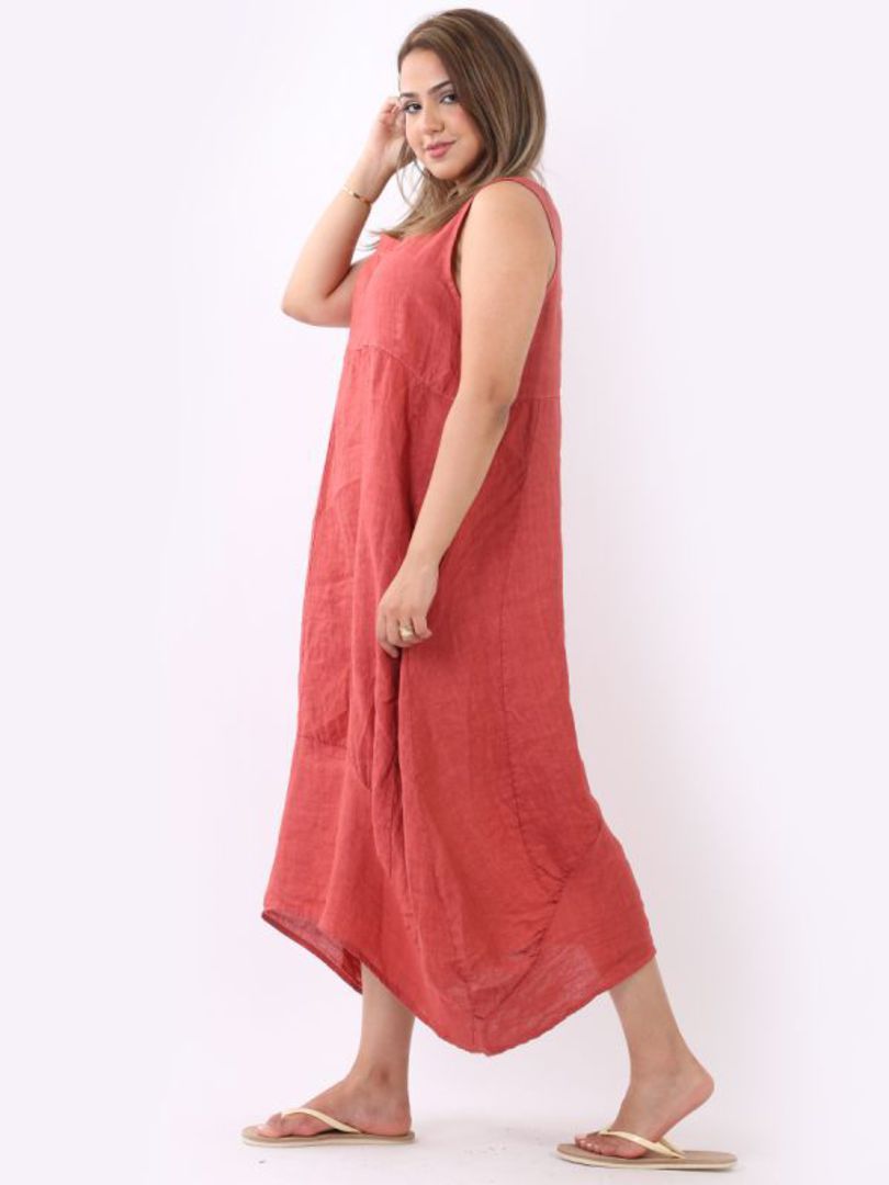 Gabriella Linen Dress Terracotta image 3