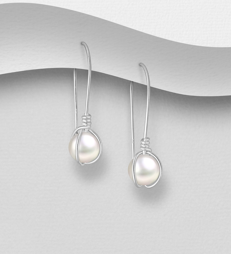 Sterling Silver Twisted Pearl Earrings image 0
