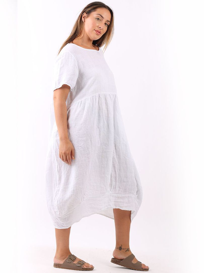 Mila Linen Dress White image 3