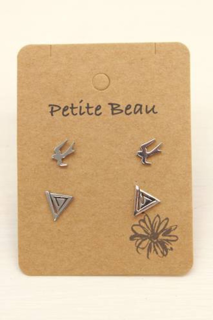 Petite Beau Stainless Steel Bird/Maze Earrings image 0