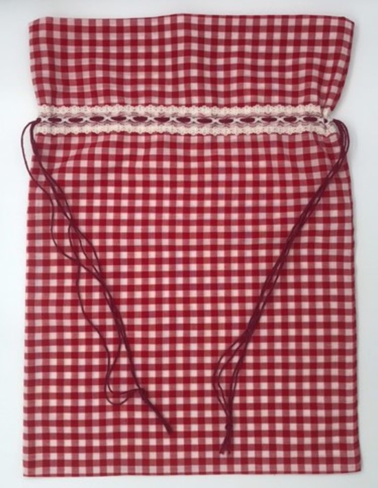 Red Gingham Retro Inspired Draw String Bag - Poly/Cotton image 1