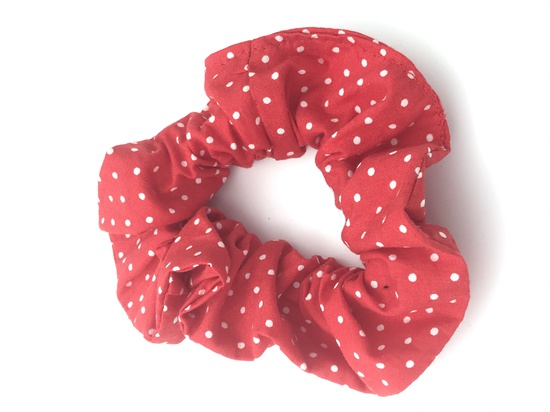 Red with White Dots Cotton Scrunchie image 0
