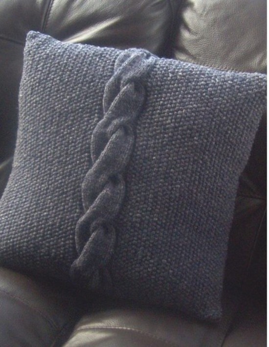 Chunky Cable Cushion - Small Hemp Knitting Project image 2