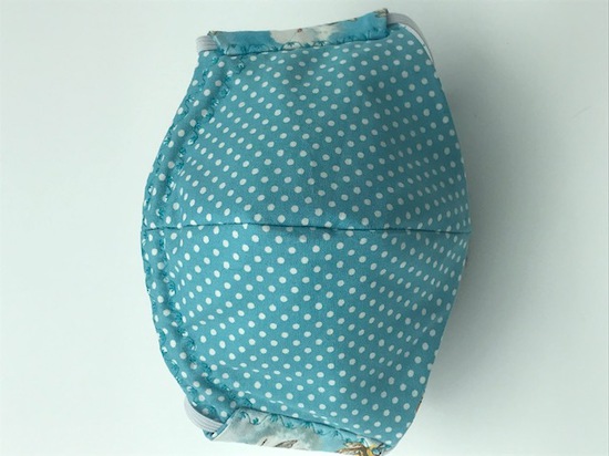 Bees with Clouds with White Polka Dots on Light Blue on Reverse Side - Reversible Limited Edition Face Mask image 2