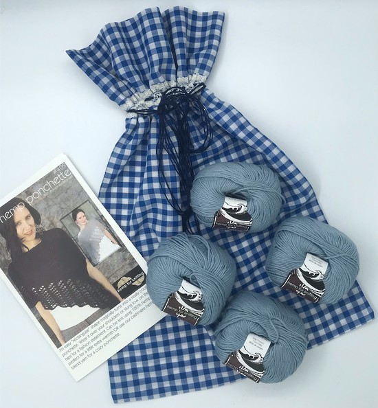 Cool Hemp Ponchette Kit in Cashmere/Cotton/Hemp - Cristallo Blue - Free Shipping in New Zealand image 0