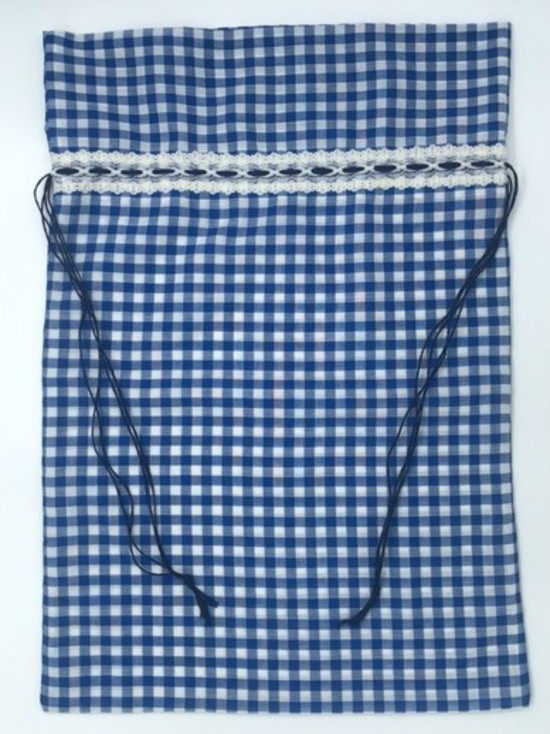 Blue Gingham Retro Inspired Draw String Bag - Poly/Cotton image 1