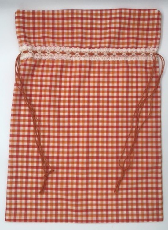 Orange and Red Gingham Retro Inspired Draw String Bag - Poly/Cotton image 1