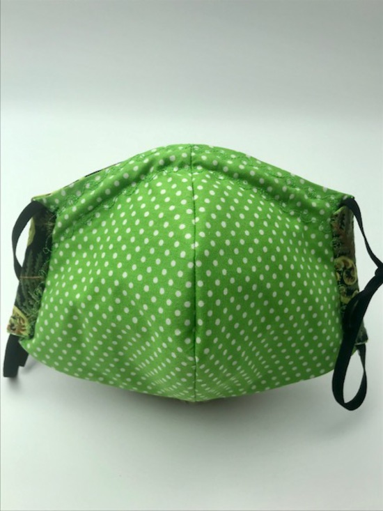 Koru Frond with White on Green Polka Dots on Reverse Side - Reversible Limited Edition Face Mask image 1