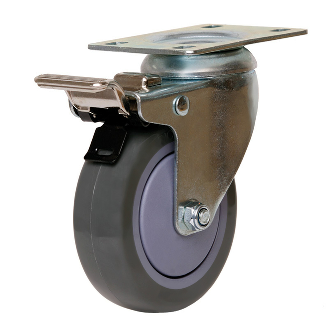 Swivel Brake Castor with 100mm Polyurethane Wheel image 0