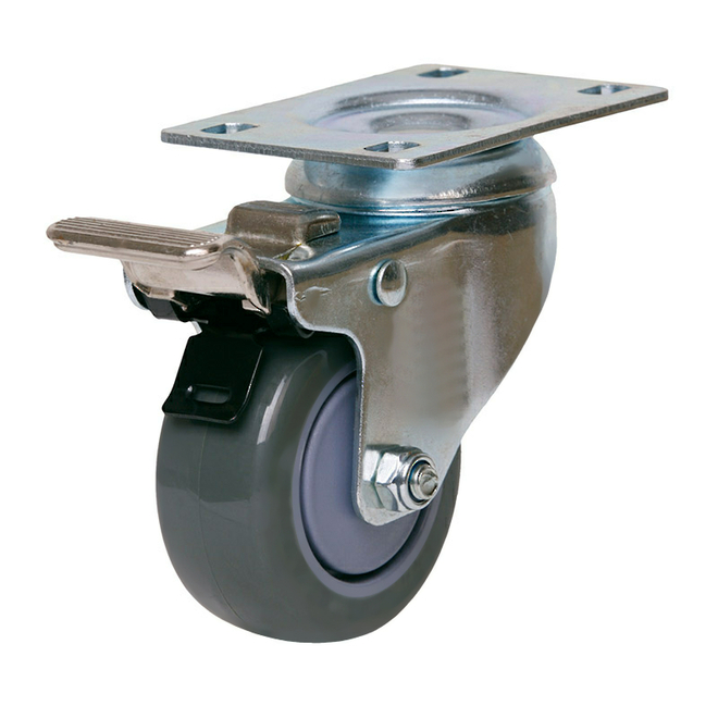 Swivel Brake Castor with 75mm Polyurethane Wheel image 0