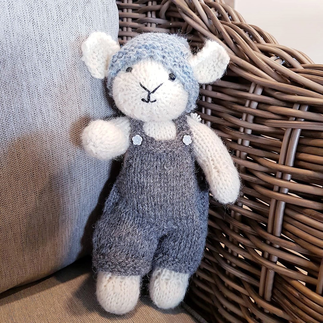 Wool Lamb Teddy - natural overalls with hat image 0