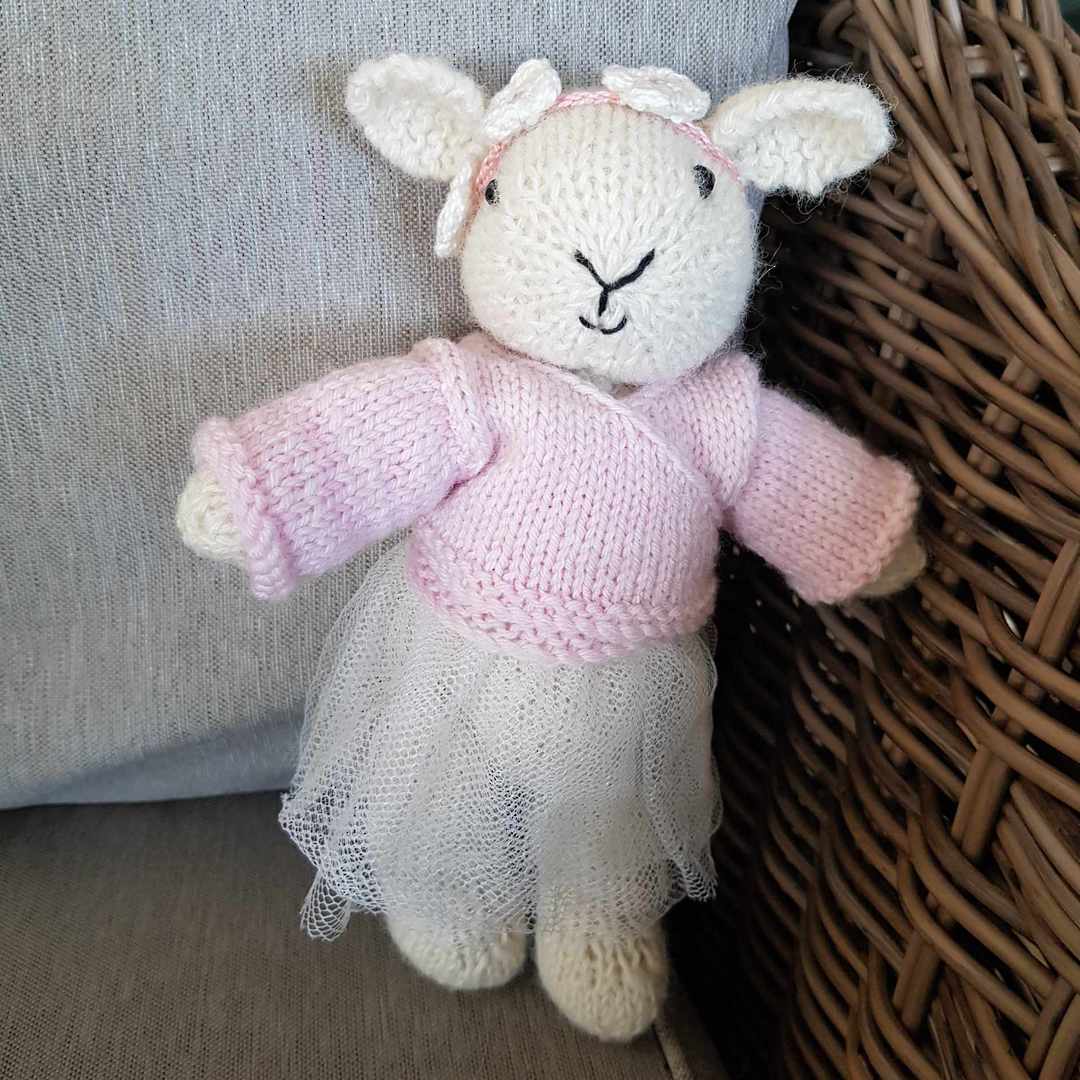 Wool Lamb Teddy - pink tutu and headband image 0