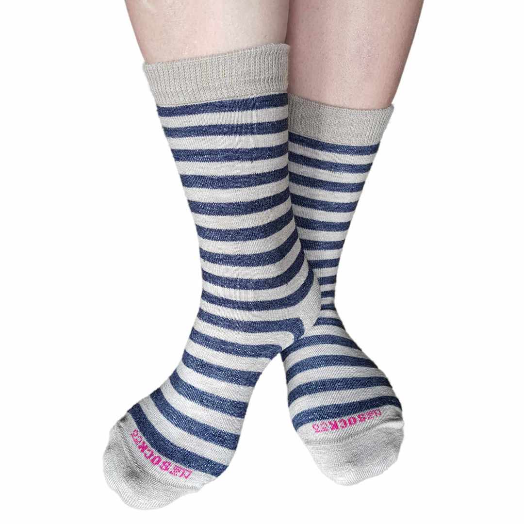 Merino Full Cushion Sock with Mushroom Stripe - Womens image 0