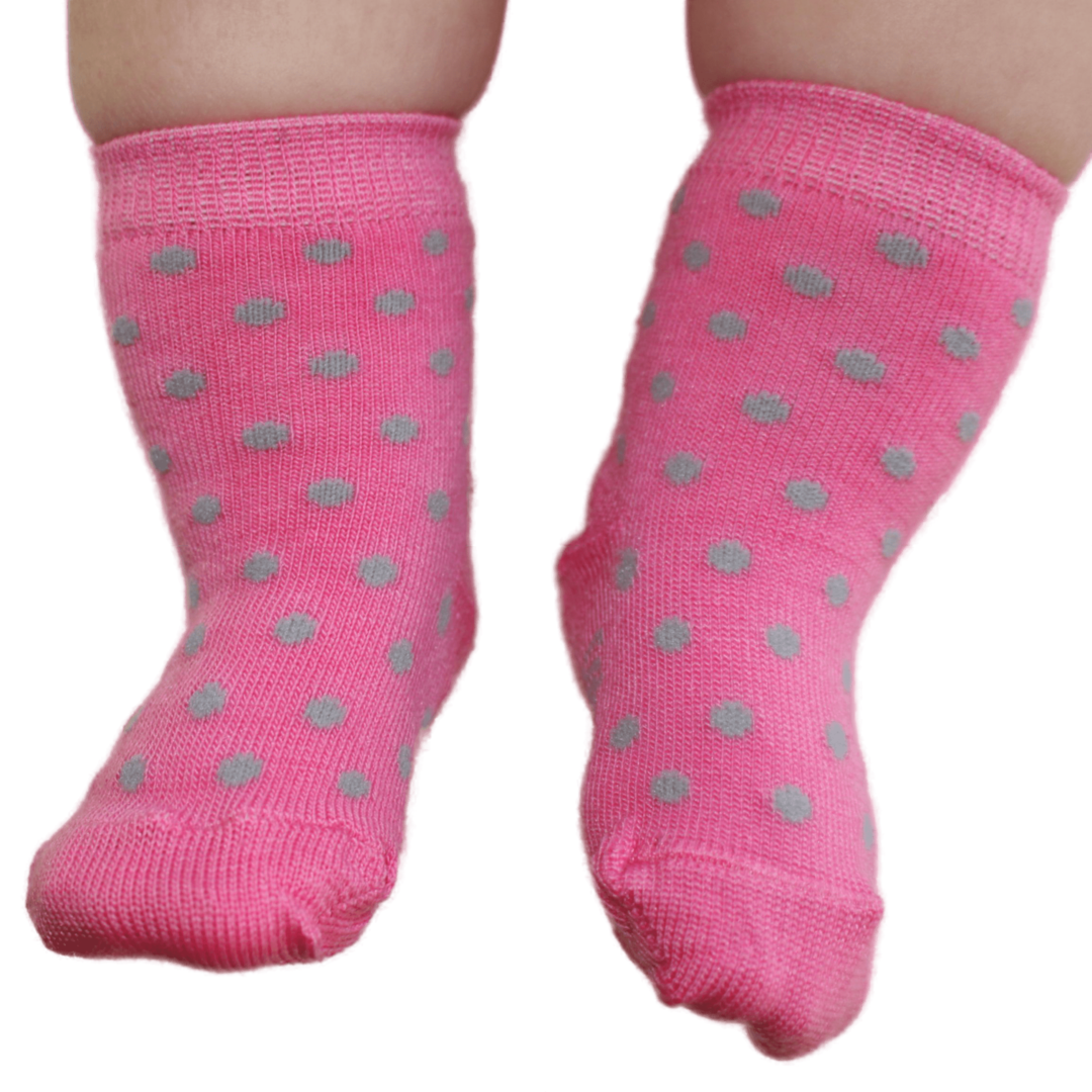 Merino Dot Baby Socks - Pink Crew image 0
