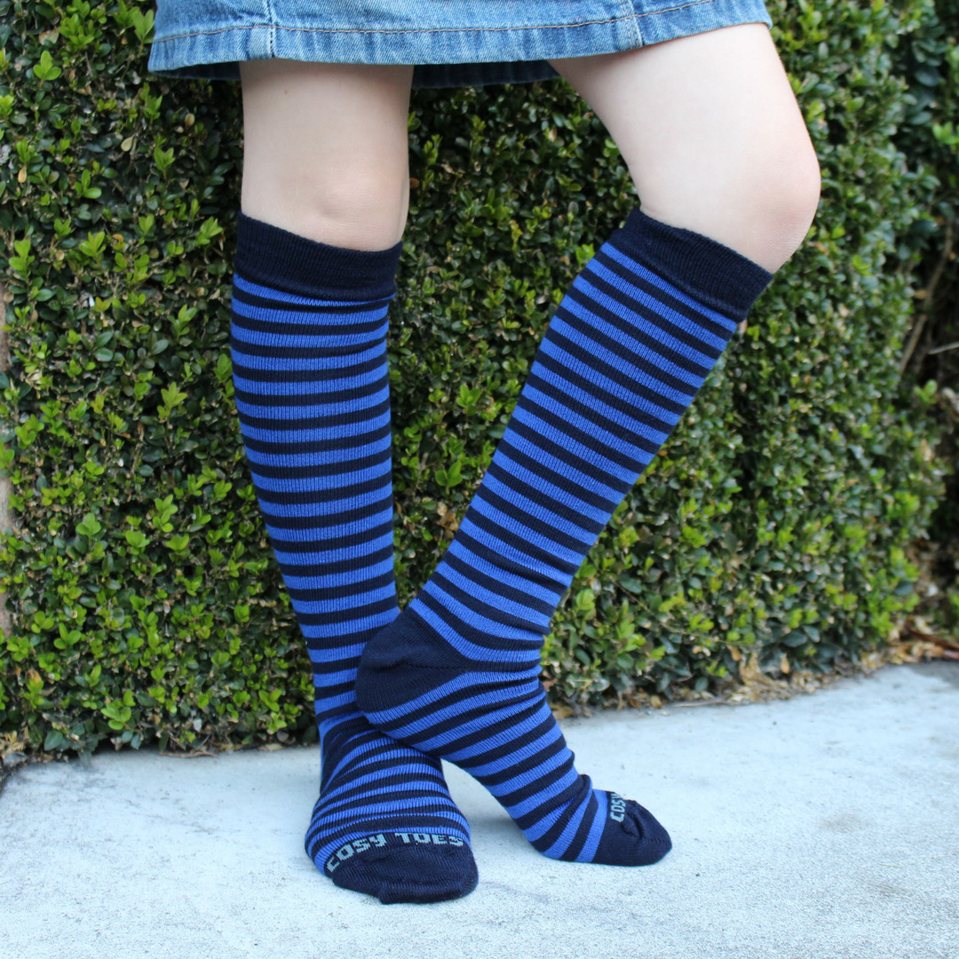 Long Merino Navy Stripe Socks - Child image 0