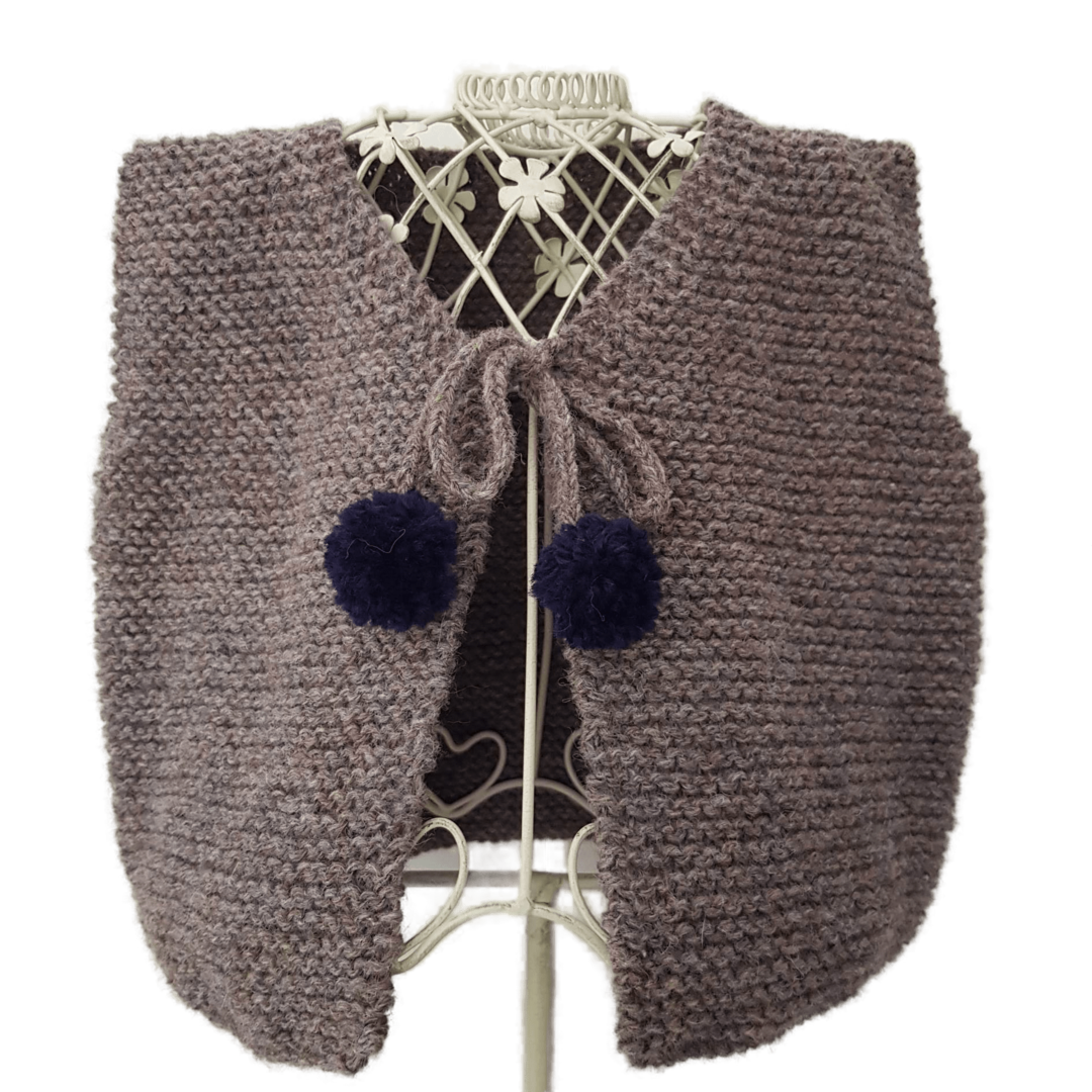 Wool Vest with Pom Poms - Natural - 9-12 months image 0