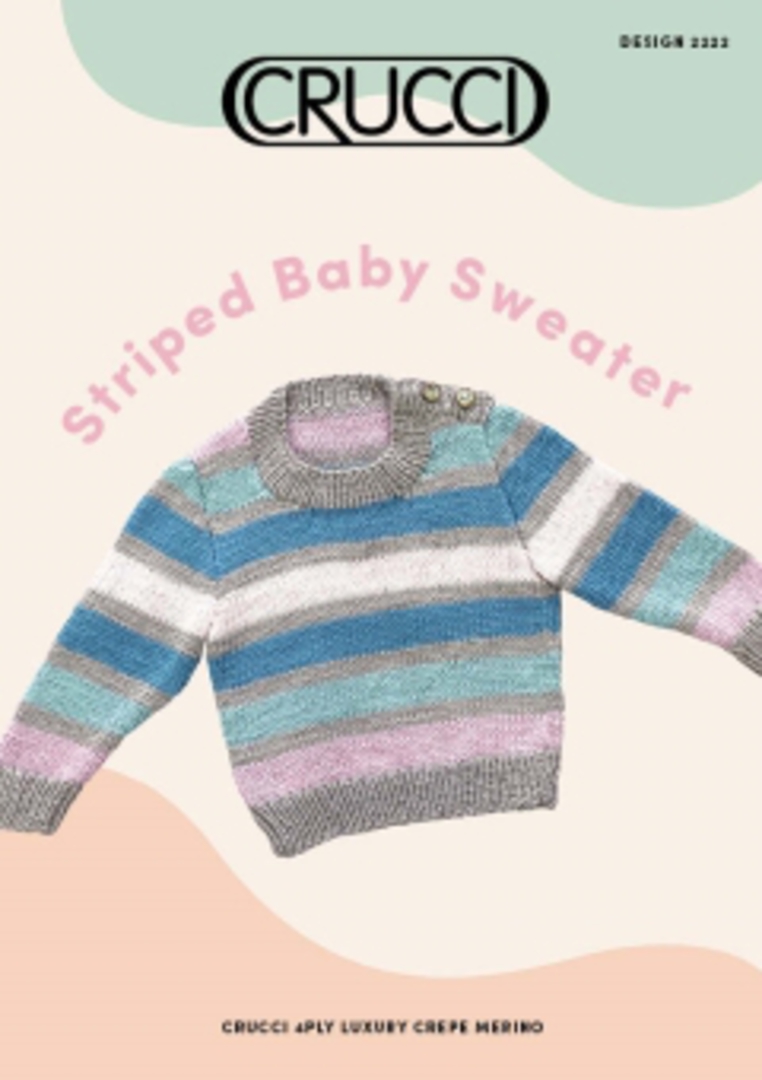 4ply Baby Striped Sweater Knitting Pattern - Crucci 2222 image 1