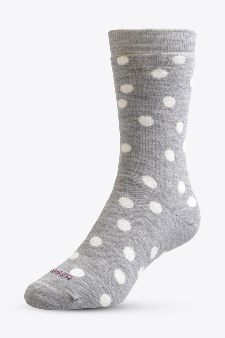 Full Cushion Merino Sock Grey with Cream Dots - Womens one size fits all. image 1