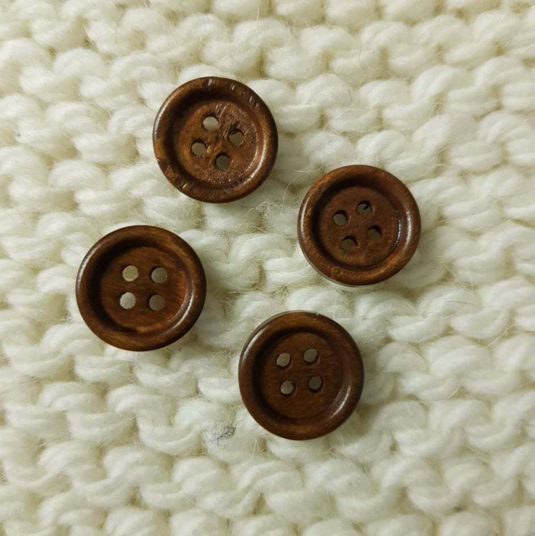 Wooden Buttons - 15mm. Pack of 4 image 0