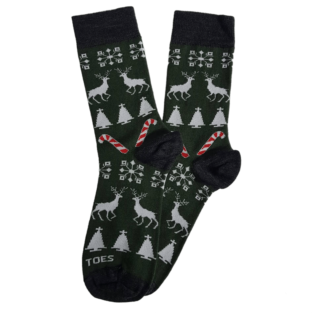 Merino Christmas Socks - Unisex, One Size Fits All - Green image 0